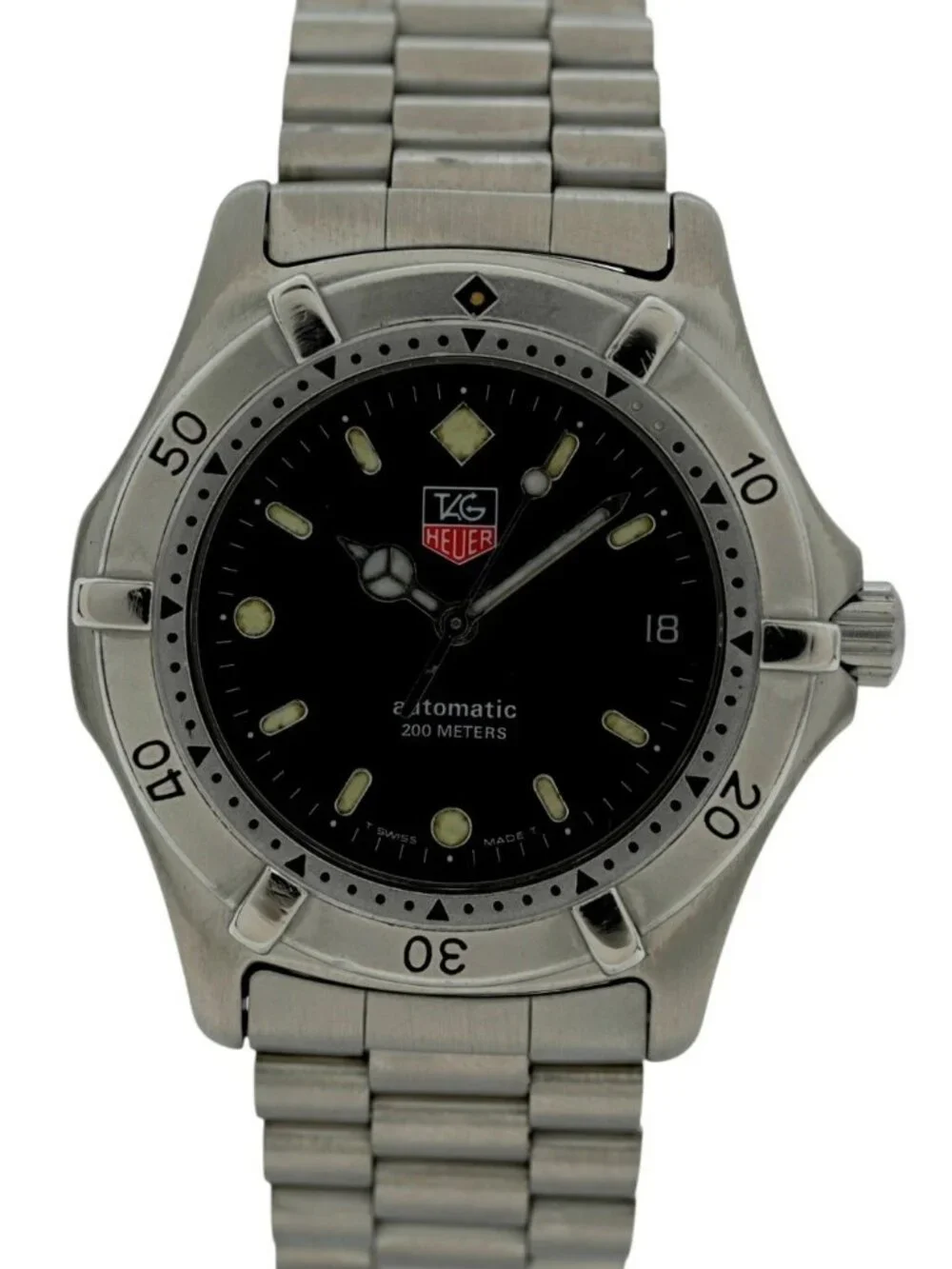 Tag Heuer 37mm Mens Professional 2000 Series Automatic Black Dial Watch 669.206F